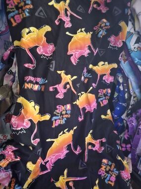 Black Neon Lion King Print Scrub Top Size 2